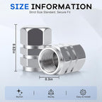 Car Tire Valve Stem Caps, 12pcs Air Caps Cover, Universal for Cars, SUVs, Bike, Trucks and Motorcycles-Silver