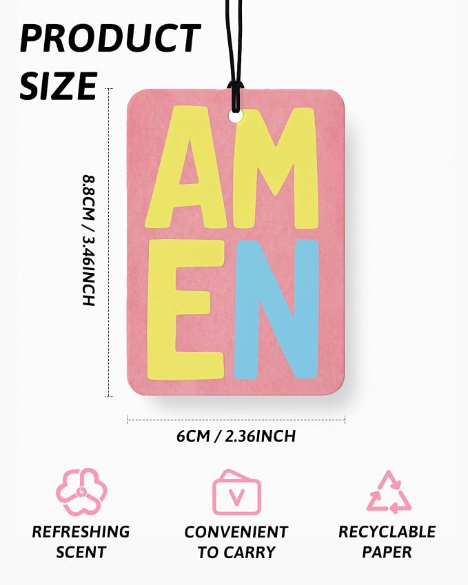 Pink and Blue Christian Car Air Freshener 4 Pcs for Women Girls | Girly Religious Car Accessories Mirror Decor, Preppy Christian Hanging Air Freshener for Cars Closet Drawer Books