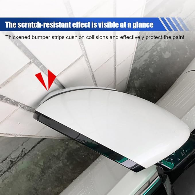 4PCS Car Door Edge Guard Protector, Self-Adhesive Vehicle Rearview Mirror Anti-Collision Strip, PVC Anti-Scratch Bumper Trim Guard, Universal Auto Body Accessory for Car SUV Truck (White)