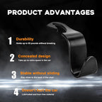 4PCS Car Seat Headrest Hook, Auto Back Seat Hanging Storage Organizer, Vehicle Seatback Hanger Holder for Purse Handbag Coat Umbrella, Universal Interior Car Accessories (Black)