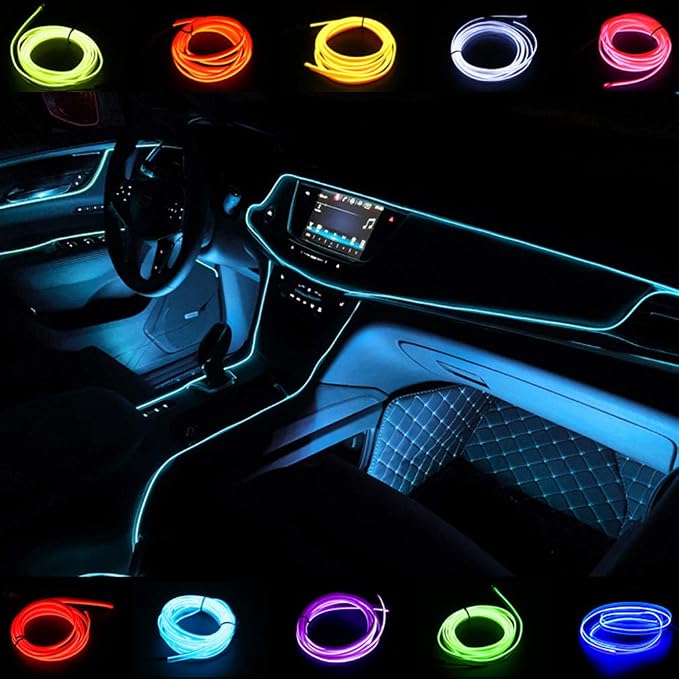 ABALDI El Wire Neon Light, Car Interior LED Lights for Xmas Halloween Christmas Car Interior Decoration(3m/9ft,Ice Blue)
