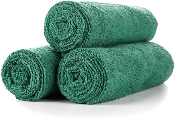 Sport & Workout Towel - Gym, Exercise, Fitness, Spa, Ultra Soft, Super Absorbent, Fast Drying Premium Microfiber, 320gsm, 16in x 27in, Dark Green (3-Pack)