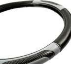 Sporty Two Tone Ergonomic Grip Steering Wheel Cover - Carbon Fiber Grip for Standard Size Wheels 14.5-15 inch Gray/Black