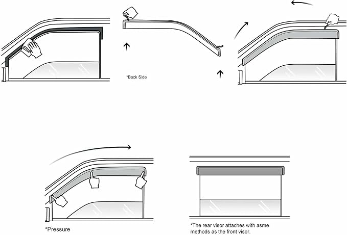 Tape-On Window Visors 4-Piece for 2024 2025 2026 Toyota Tacoma Sun Rain Guards Shield Shade Smoke