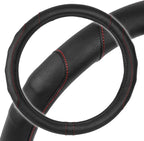 Ergonomic Steering Wheel Cover/Protector for Small Size Steering Wheels in Cars, SUVs, Boats (13.5-14.5") - Grip Drive Pro Comfort Grip (Black/Red Stitching)
