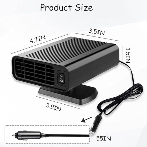 12V Portable Fast Heating Car Defroster and Defogger, 150W Car Heater for Windshield, 360° Heater Plug into Cigarette Lighter for Cars, SUVs, RVs