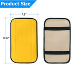 Car Armrest Storage Box Mat, Fiber Leather Car Center Console Cover, Car Armrest Seat Box Cover Accessories Interior Protection for Most Vehicle, SUV, Truck, Car (Yellow)