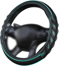 car Steering Wheel Cover Faux Leather Massage Universal fit 3D Honeycomb Hole Anti-Slip Sporty 15 Inches (Mint Green Black)