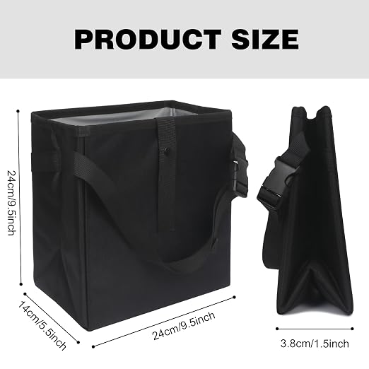 Car Trash Can, Leak-Proof Waterproof Trash Bin Collapsible Portable Auto Garbage Bag Large Capacity Trashcan Storage Bag Multipurpose Car Organizer Hanging (Black)