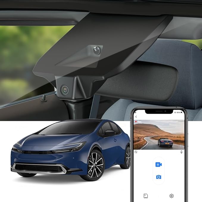 4K Dash Cam Suitable for Toyota Prius 2023-2026 & Prime Plug-in Hybrid (XW60), OEM Factory Look, UHD 2160P Video, Built-in WiFi & APP, Loop Recording, G-Sensor, Plug & Play, 64GB Card