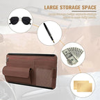 Car Sun Visor Organizer with Zipper Pocket, Multi-Pocket Vehicle Visor Storage Pouch with Card Sleeve, Eyeglasses Holder Box, Auto Interior Sunvisor Organizer Pocket, Universal Fit (Brown)