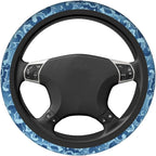 Waves Japan Blue Steering Wheel Cover Car Accessories Cute for Women Girls Girly Universal 15 Inch Neoprene Auto Interior Decor Anti Slip Car Truck Protector