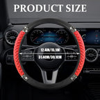 Bling Soft Leather Steering Wheel Cover, Steering Wheel Protector, 15 Inch Rhinestones Car Elastic Protector with Crystal Diamond for Women Girls, Car Accessory for Vehicles (Red)