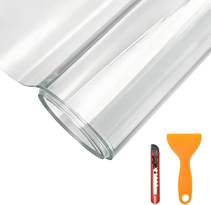 Car Door Protector, 7.87In x 10ft Clear Auto Door Sill Protective Film Tape with Scraper & Knife, Universal Transparent Doors Entry Protector Edge Guards for Most Vehicles