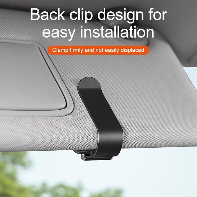 Sunglasses Holder for Car, Sun Visor Organizer Glasses Holder Clip | 2 Pack Metal One-Handed-Operation Sunglasses Holder for Car, Visor Glasses Case, Universal Car Eyeglass Storage Accessories