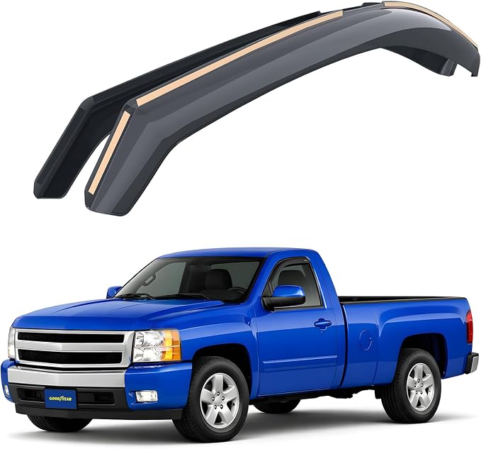 Goodyear Shatterproof in-Channel Window Deflectors for Trucks Chevrolet (Chevy) Silverado/GMC 1500 Sierra 2007-2013 Regular Cab, Rain Guards, Vent Visors Deflector, Truck Accessories, 2pcs - GY007737