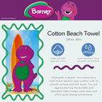 Barney Classic Kids Super Soft Cotton Bath/Pool/Beach Towel, 58 in x 28 in, (Offical Licensed Product) By