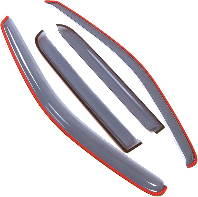 Car Window Rain Guard | in-Channel Visors Auto Side Window Deflectors | Windows Visor Rain Shields Compatible with 2000-2004 Dodge Dakota Quad Cab/Extended Cab | 4 Pcs Set, LGWV2-114i, Light Tinted