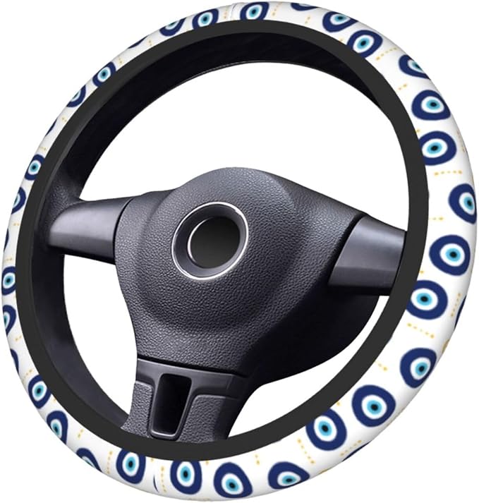 Blue Evil Eyes Magic Moon Steering Wheel Cover Car Accessories Cute for Women Girls Girly Universal 15 Inch Neoprene Auto Interior Decor Anti Slip Car Truck Protector