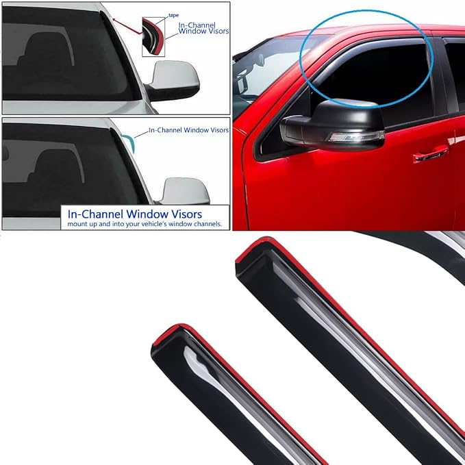 Window Visors Smoke Rain Guard for 2007-2018 Jeep Wrangler JK 4-Door 194249 | 4pcs In-Channel Style UV-Protect Window Vent Deflector Shades for 2007-2018 Jeep Wrangler (JK) 4-Door car Accessories