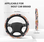 Car Steering Wheel Cover for Women Men, Non-Slip Pink Floral Steering Wheel Protector, Universal 14"-15" Fit for Cars, SUVs, Trucks (Pink Floral)