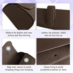 Sunglasses Holder for Car Sun Visor, Sunglass Organizer for Car, Magnetic Leather Eyeglasses Protective Storage Case, Waterproof Glasses Organizer Visor Accessories for Vehicles (Brown)