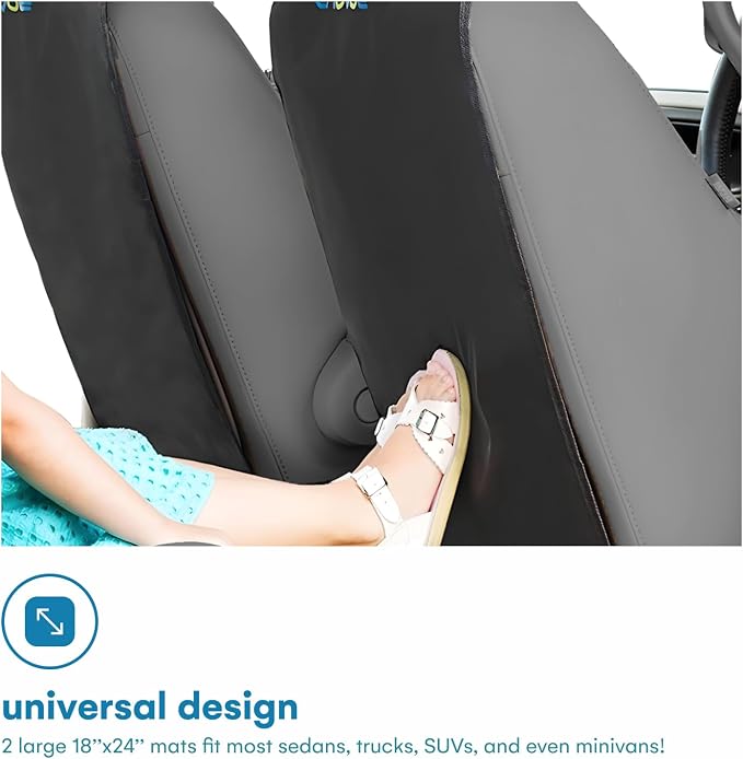 Kick Mats Back Seat Protector for Kids - 2 Pack - Premium Quality Car Seat Back Cover Offers Waterproof Protection of Your Upholstery from Mud and Scratches - Backseats Kick Protector for Child