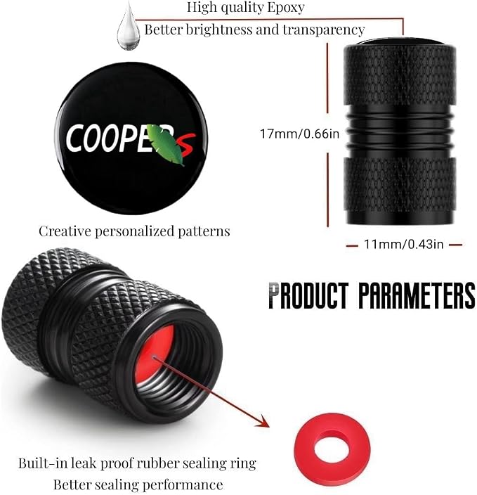 Car Wheel Tire Valve Stem Caps Fashion Tire Air Caps Cover Compatible with Mini Cooper Accessories