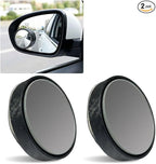 2PCS Car Blind Spot Mirror with Suction Cup, 360°Adjustable HD Glass Automotive Rear View Mirror, Universal Carbon Fiber Wide-Angle Side Mirrors for Cars, SUVs, Trucks(Black)