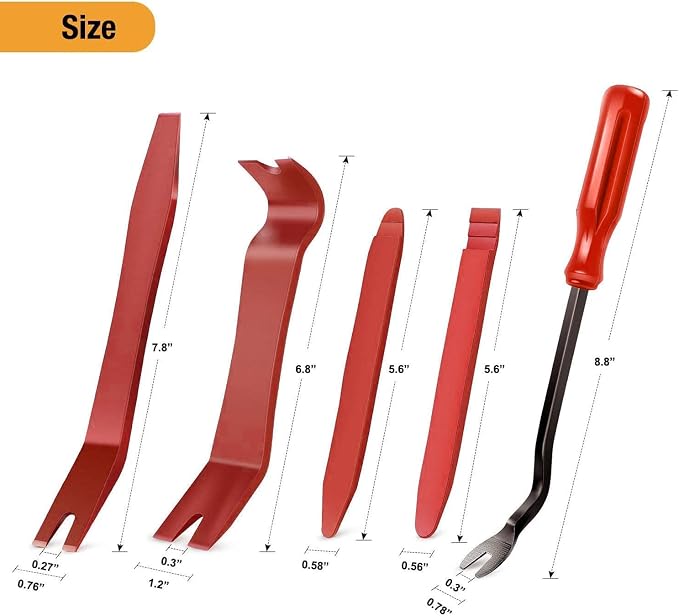 5 PCS Nylon Auto Trim Removal Tool Kit No-Scratch Removal Tool Kit for Car Panel & Audio Dashboard Dismantle Red