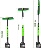 45 Inch Snow Brush with 5.2" Extra Wide Ice Scraper for Car, Extendable Snow Scraper with Foam Grip, 360° Pivoting Brush for SUV Truck Jeep Vehicle Windshield Window - Green