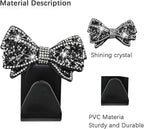 Zpana Bling Car Headreat Hook, 2PCS Crystal Rhinestone Cute Bow Vehicle Seat Back Hanger Storage for Purses Bags Grocery, Diamond Auto Rear Seat Organizer, Universal for SUV Truck Sedan (Pink)