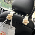 2 Pack Car Purse Hooks, Cute Bow Car Seat Headrest Hook Hanger for Purses and Bags, Space-Saving Car Accessory(Darkbrown)