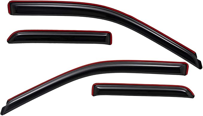 194101 Extra Durable Clip-on In-Channel Auto Vent Window Visors, Fits 2009-2010 Dodge Ram 1500, 2011-2018 Ram 1500, 2019-2024 Ram 1500 Classic, Quad Cab, UV-Protect Rain Guard, Smoke, 4-Pcs