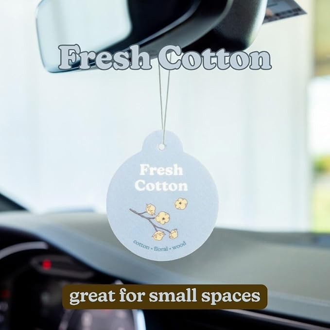 Fresh Cotton Car Charms 4-Pack - Scent Notes: Cotton, Floral and Wood