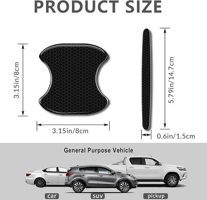 4Pcs Reflective Car Door Handle Bowl Sticker, Car Door Handle Protective Sticker Anti-Scratch (Black, 8Pcs)