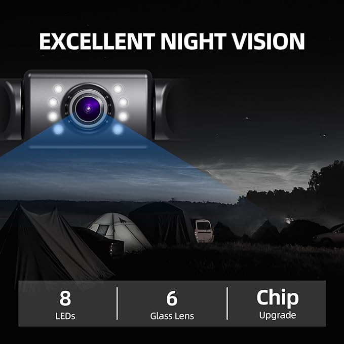 Backup Camera 4.3' HD 1080P Front Rear View Monitor kit IP69 Waterproof Night Vision DIY Grid Lines for Car Trucks RVs Tractors Bus Semi-Trailers Pickup A43