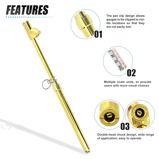 2PCS Gold Double Straight Type Tire Pressure Gauge, Dual Head Air Pressure Gauge, Pressure Range 10-150 Psi (Suitable for Trucks, etc.)
