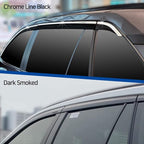 AUTOCLOVER Tape-On Rain Guards Window Visors 6 Pcs Set for Toyota Rav4 2019 2020 2021 2022 2023 2024 2025 / Window Deflectors, Out-Channel Vent Shades (Chrome Line Black)