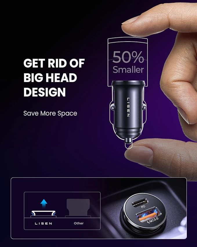 54W Car Phone Charger USB C, Cigarette Lighter Adapter, Car Accessories for iPhone, USB C Car Charger Adapter USBC Type C 12v, Fit for iPhone 16, 15, 14, 13 Samsung Google iPad Android, Blue | Cigarette Lighter USB Charger, Car Accessories for Me...