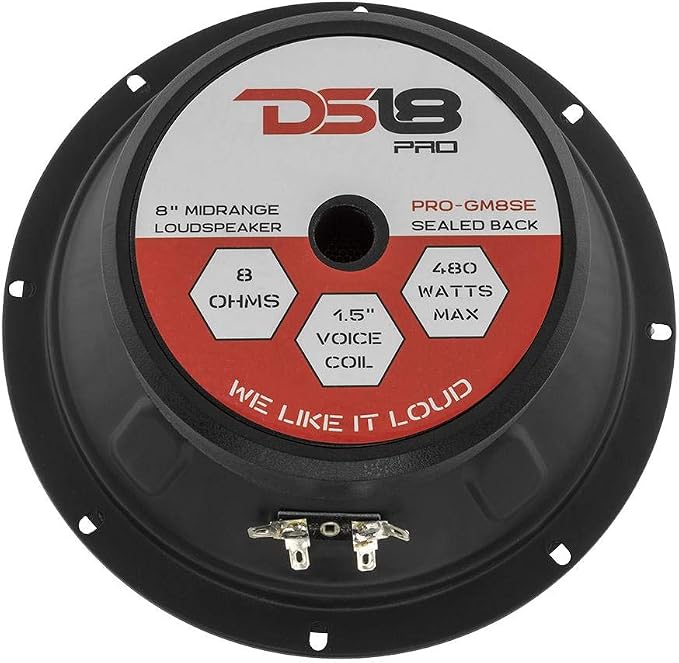 PRO-GM8SE Loudspeaker - 8", Midrange, Sealed Back, 480W Max, 140W RMS, 8 Ohms - Premium Quality Audio Door Speakers for Car or Truck Stereo Sound System (1 Speaker)