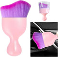 Car Detailing Brush, Curved Soft Bristles Auto Removal Dust Collectors, Universal Vehicle Dashboard, Air Conditioner Vents etc Interior Cleaning Tool Accessory (Pink/Purple)
