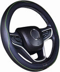 Microfiber Leather Car Steering Wheel Cover (15.25''-16'', Green)