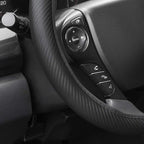 UltraSport Series Steering Wheel Cover-Synthetic Leather Perforated Design & Stitching, All Black Carbon Fiber