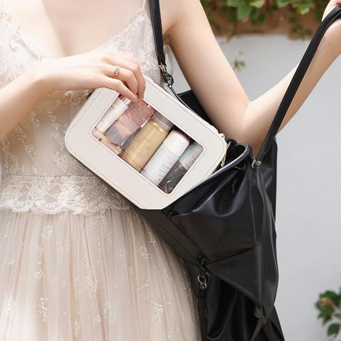 Travel Clear Makeup Bag Set, TSA Approved Cosmetic Bag Case with Zipper Portable Makeup Pouch Toiletry Bag Traveling Cosmetic Organizer Storage Bag Car Organizer Car Essentials