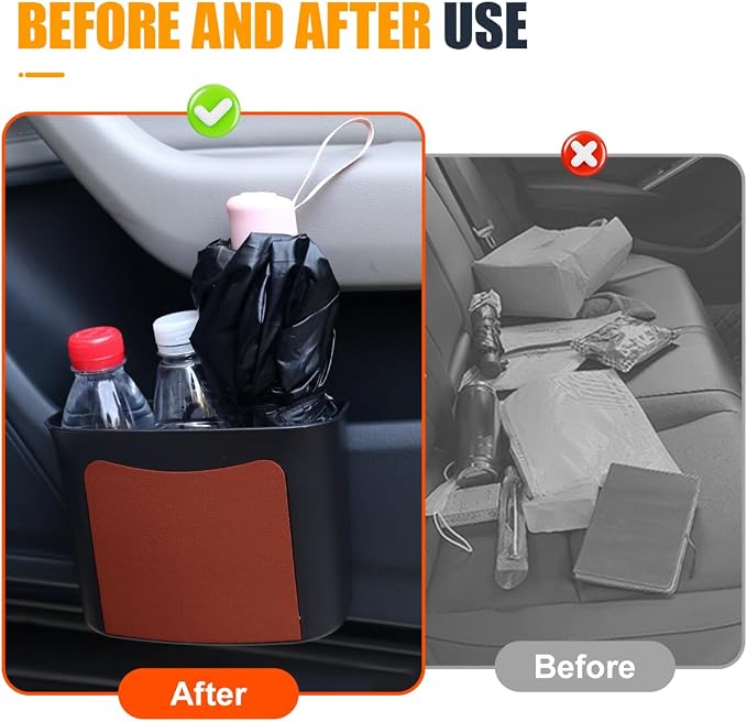 YoRise Car Trash Can, Multifunctional Hanging Garbage Can, Car Storage Organizer Container, Mini Trash Bin, Waterproof Automotive Door Side Garbage Organizer Holder for Most Cars (Brown)