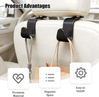 Car Seat Headrest Hook, 4PCS Vehicle Seat Back Hanger Storage Organizer for Handbag Purse Coat, Auto Interior Headrest Hook, Universal for SUV Automobile Truck (Black)
