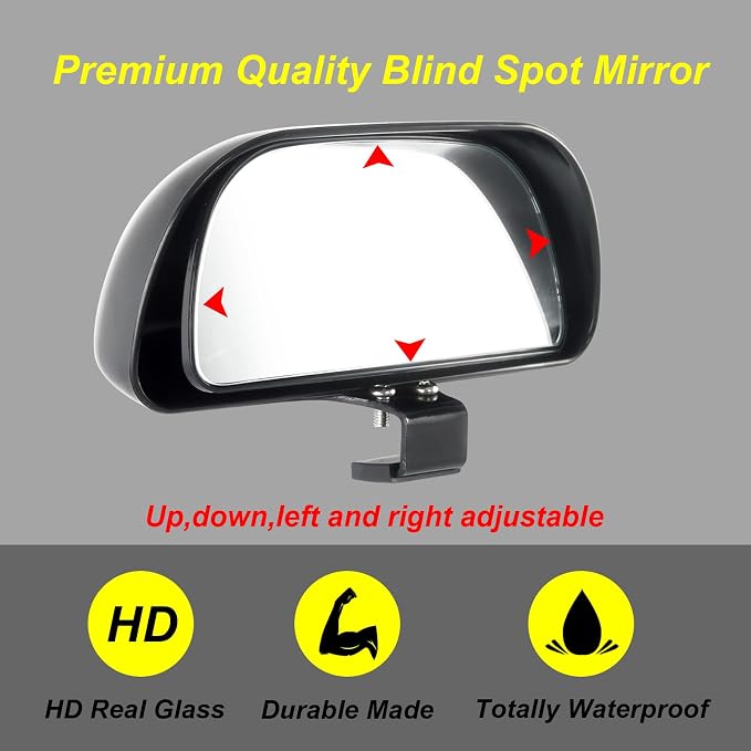 Blind Spot Mirrors for Trucks and Cars,Automotive Side View Concave Mirror Blindspot,360° Large Convex Rearview Exterior Mirror Accessories for Truck and Car(1Pack Black)