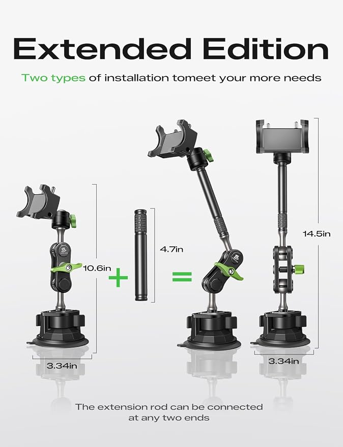 Car Phone Holder, Ultra-Durable Mteal Phone Holders for Your Car, 360° Rotation Cell Phone Car Mount for Windshield, Suction Cup Car Phone Mount for iPhone Samsung All Smartphone