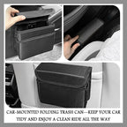 Upgraded Magnetic Car Trash Can with Lid,Mini Hanging Car Trash Bin with Mesh Pocket & 30PCS Garbage Bag,Collapsible Cars Garbage Can as Cars Storage Organizer for Most Auto